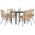 5 Piece Garden Dining Set with Cushions Brown Poly Rattan Glass