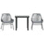 3 Piece Garden Dining Set with Cushions Grey Poly Rattan Glass