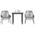 3 Piece Garden Dining Set with Cushions Grey Poly Rattan Glass