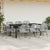 9 Piece Garden Dining Set with Cushions Grey Poly Rattan Glass