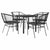 5 Piece Garden Dining Set with Cushions Black Poly Rattan Glass