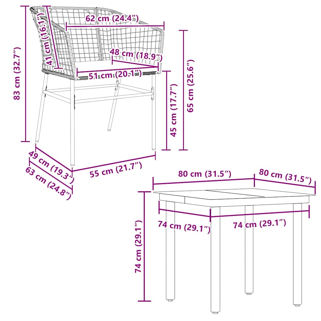 5 Piece Garden Dining Set with Cushions Black Poly Rattan Glass