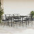 7 Piece Garden Dining Set with Cushions Black Poly Rattan Glass