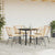 5 Piece Garden Dining Set with Cushions Brown Poly Rattan Glass