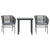 3 Piece Garden Dining Set with Cushions Black Poly Rattan Glass