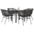 5 Piece Garden Dining Set with Cushions Black Poly Rattan Glass