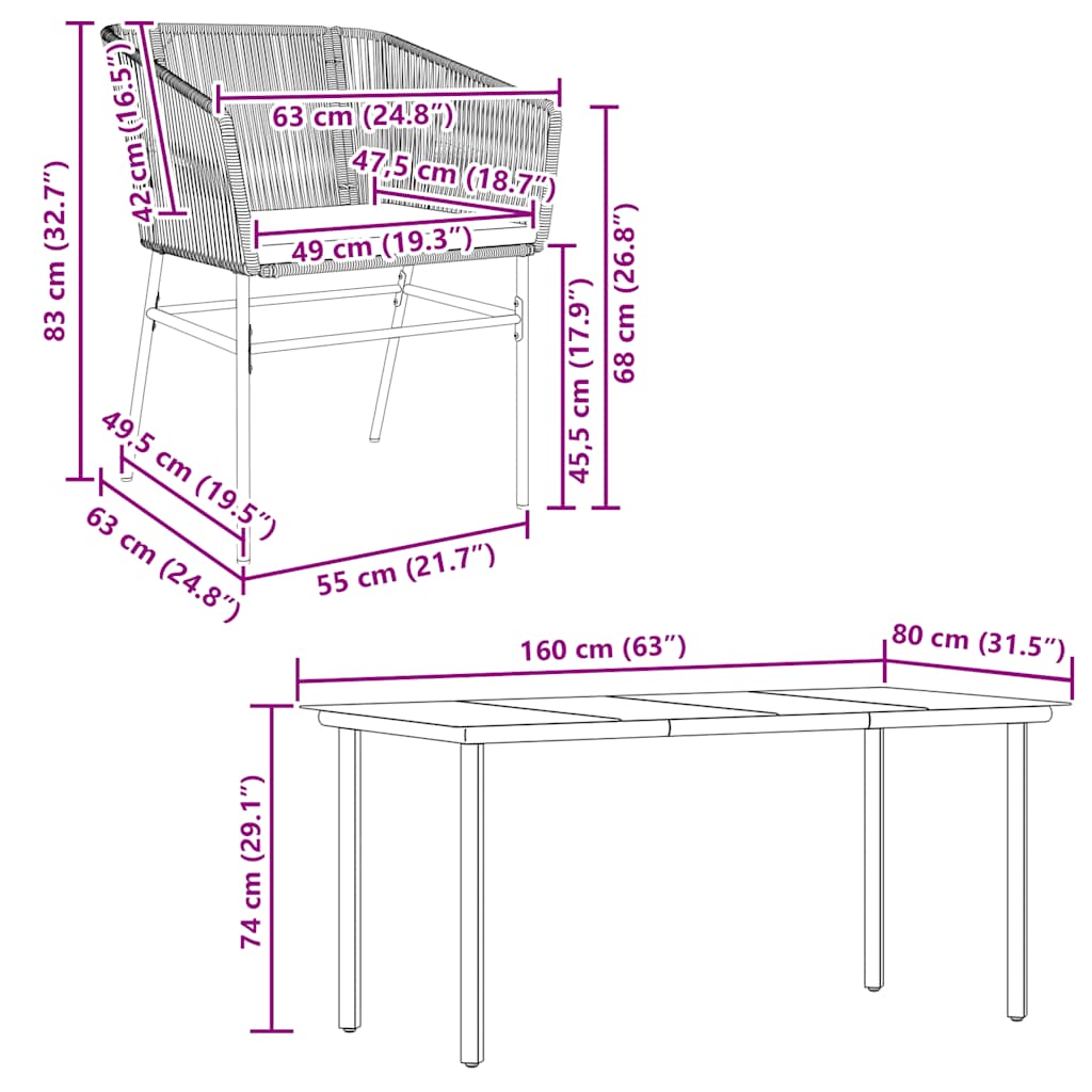 5 Piece Garden Dining Set with Cushions Black Poly Rattan Glass