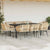 9 Piece Garden Dining Set with Cushions Brown Poly Rattan Glass