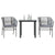 3 Piece Garden Dining Set with Cushions Grey Poly Rattan Glass