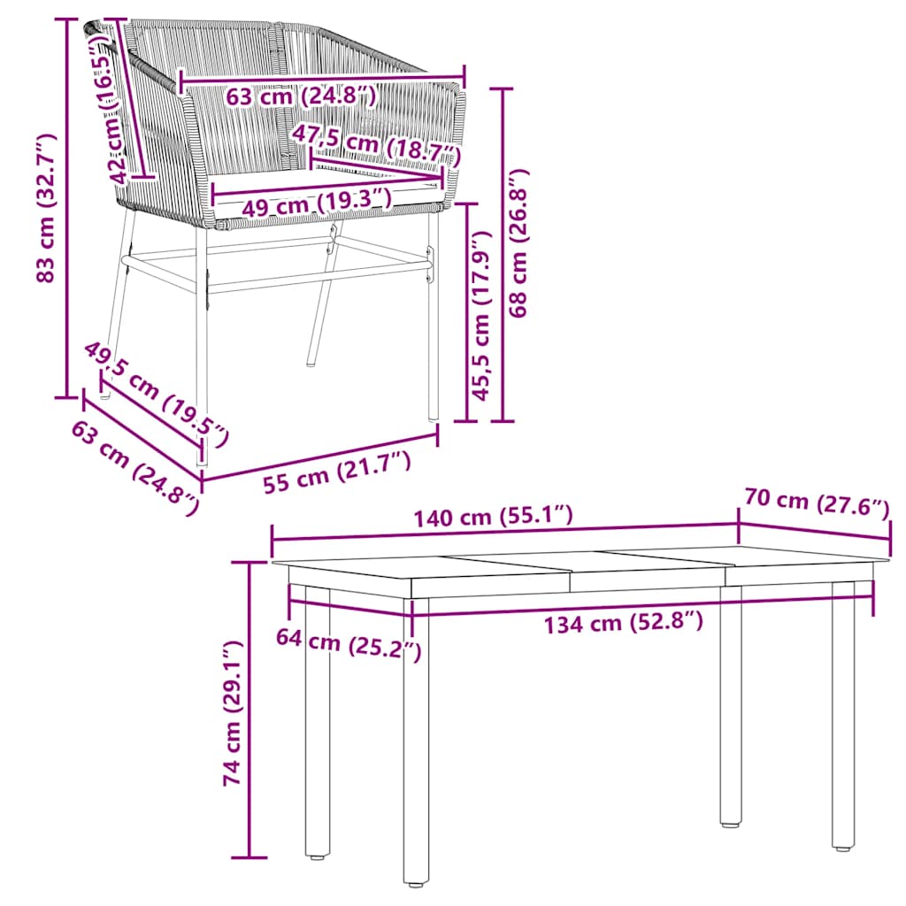 5 Piece Garden Dining Set with Cushions Grey Poly Rattan Glass