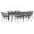 7 Piece Garden Dining Set with Cushions Grey Poly Rattan Glass