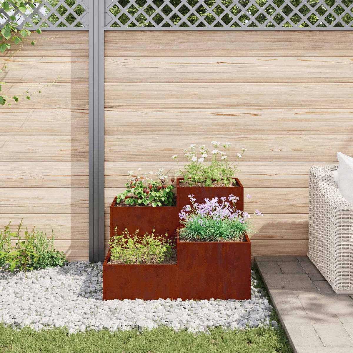 Garden Planter Rusty 80 x 80 x 60 cm Weathering Steel