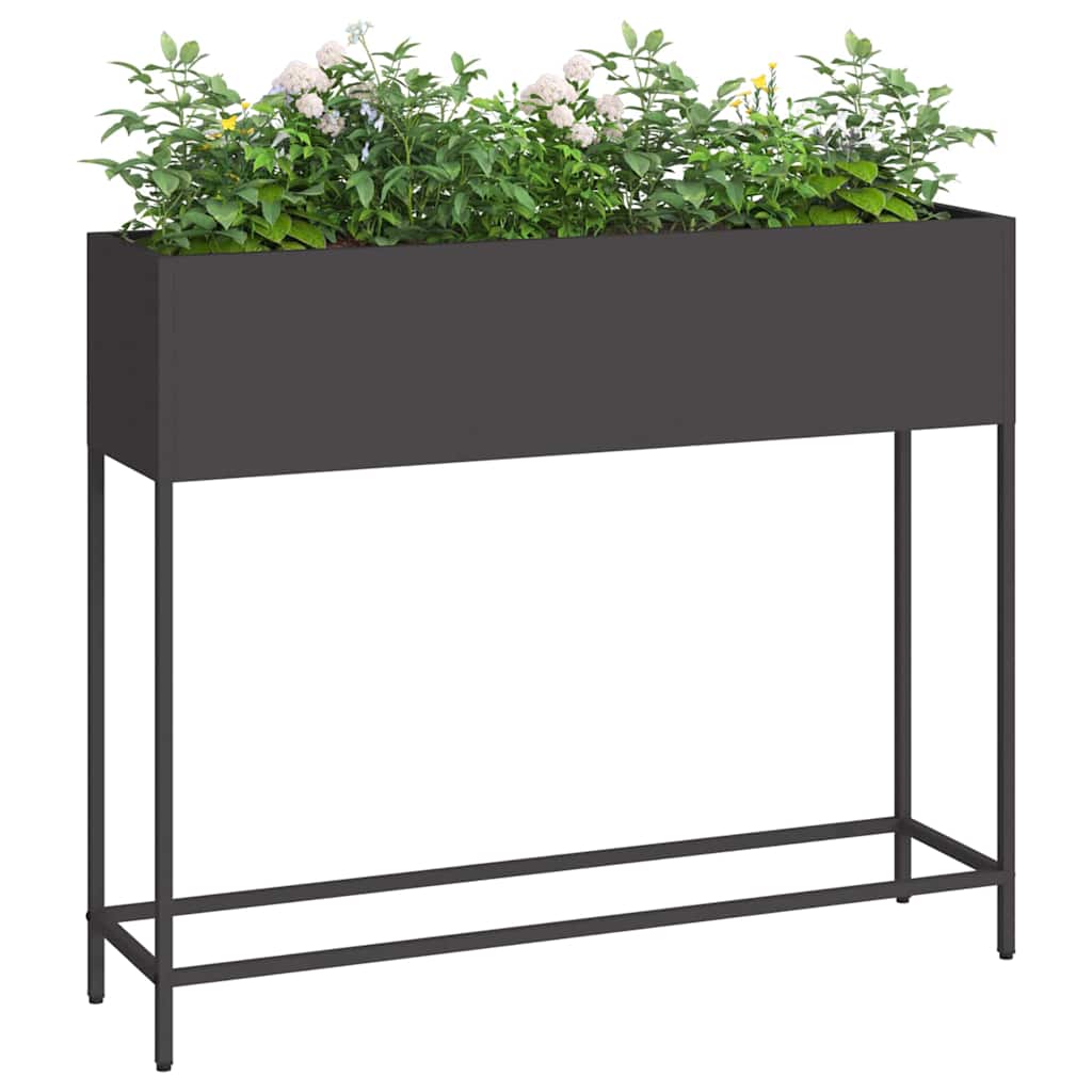 Raised Garden Planter Black 100 x 26 x 82 cm Steel