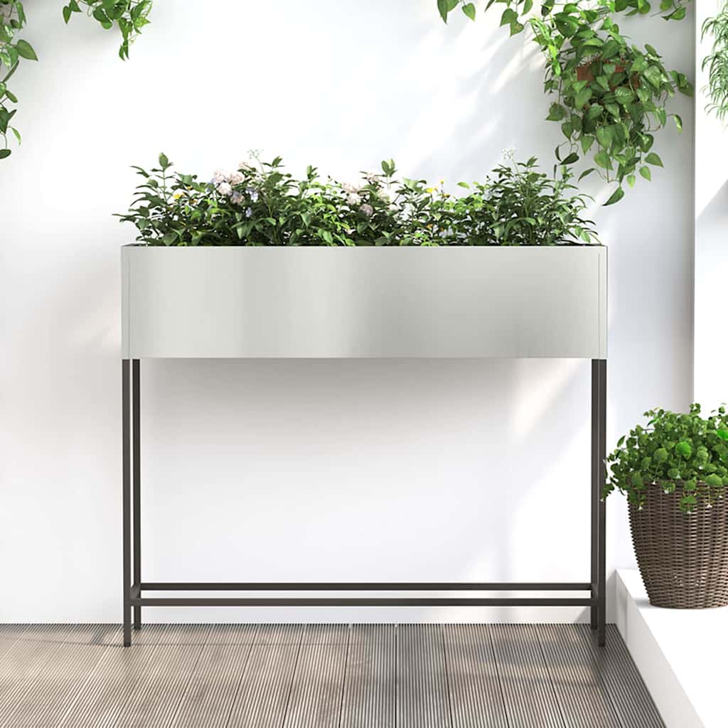 Raised Garden Planter Silver 100 x 26 x 82 cm Galvanised Steel
