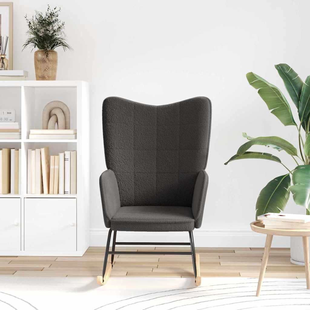 Rocking Chair Dark Grey Sherpa Fabric