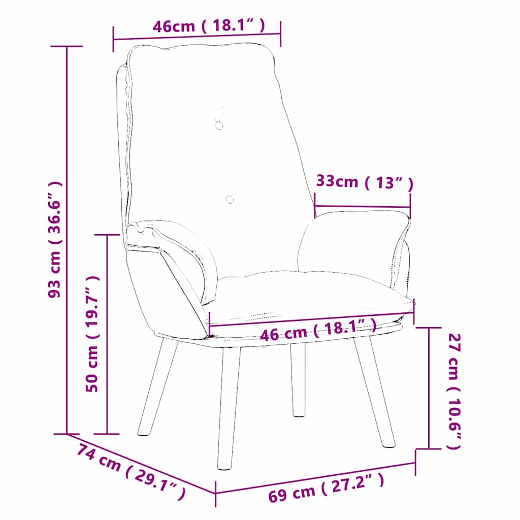 Armchair Dark Grey 69 x 74 x 93 cm Fabric and Plywood