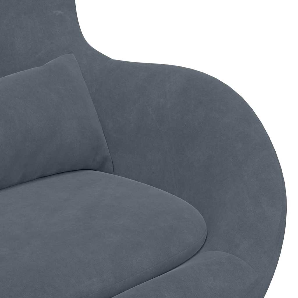 Egg Chair with Footstool Dark Grey Velvet