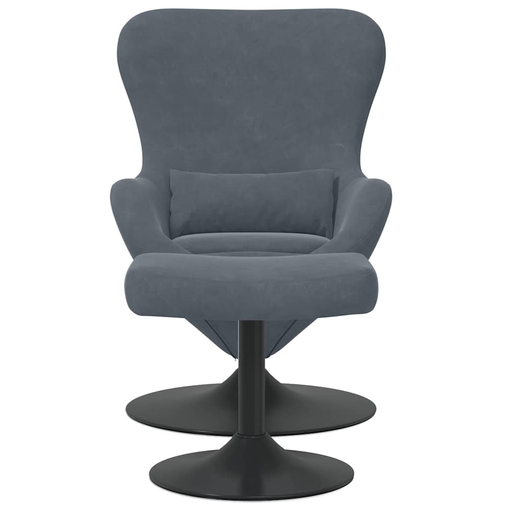Egg Chair with Footstool Dark Grey Velvet
