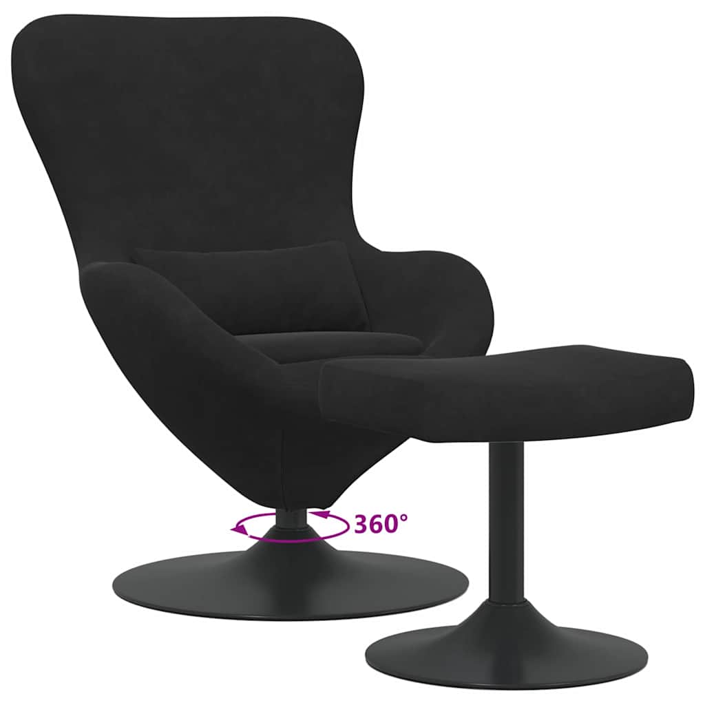 Egg Chair with Footstool Black Velvet