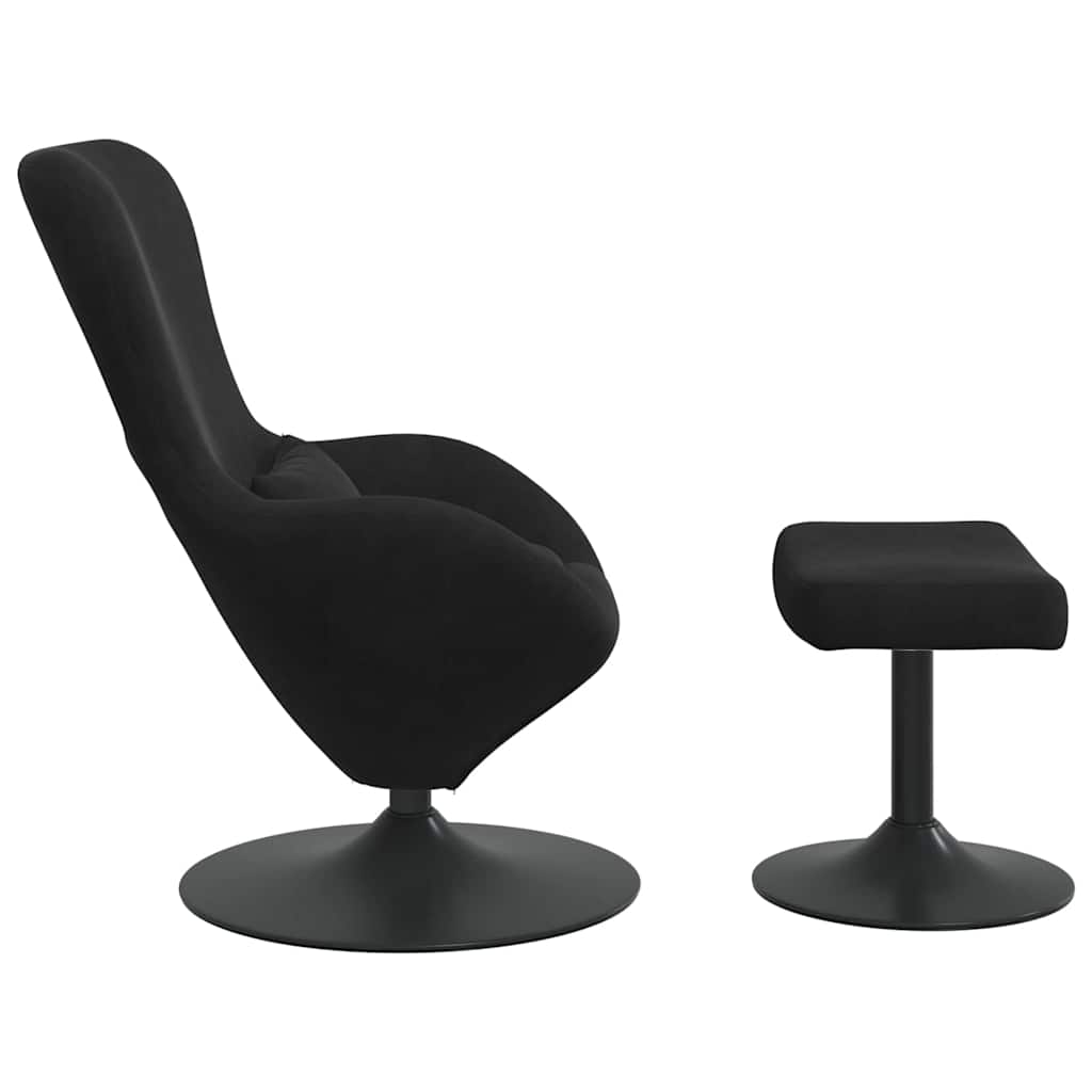 Egg Chair with Footstool Black Velvet