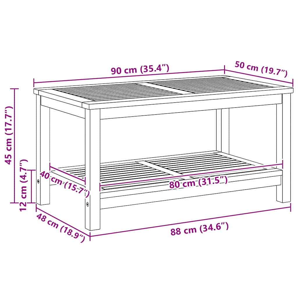 Coffee Table Brown 110 x 55 x 45 cm Solid acacia wood