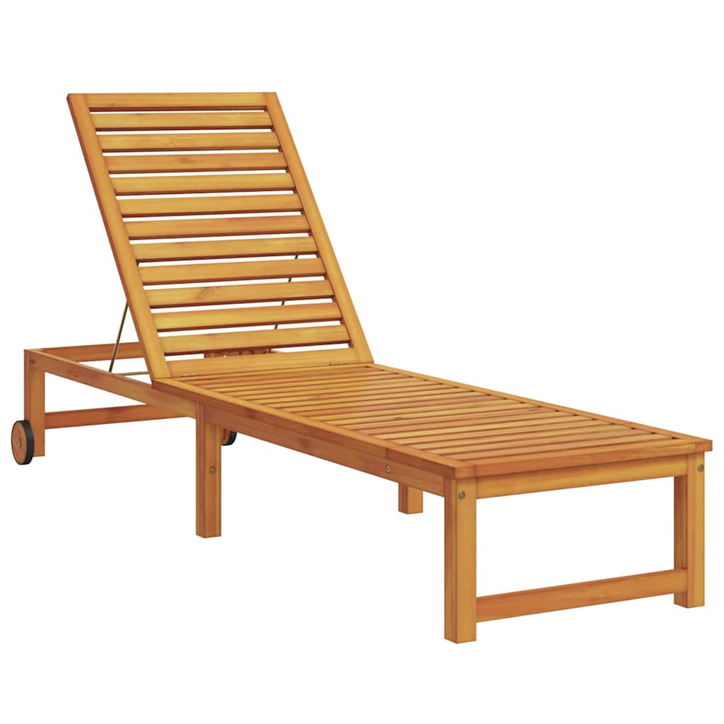 Sun Lounger Reclining Brown 202 x 53 x 89 cm Solid Acacia Wood