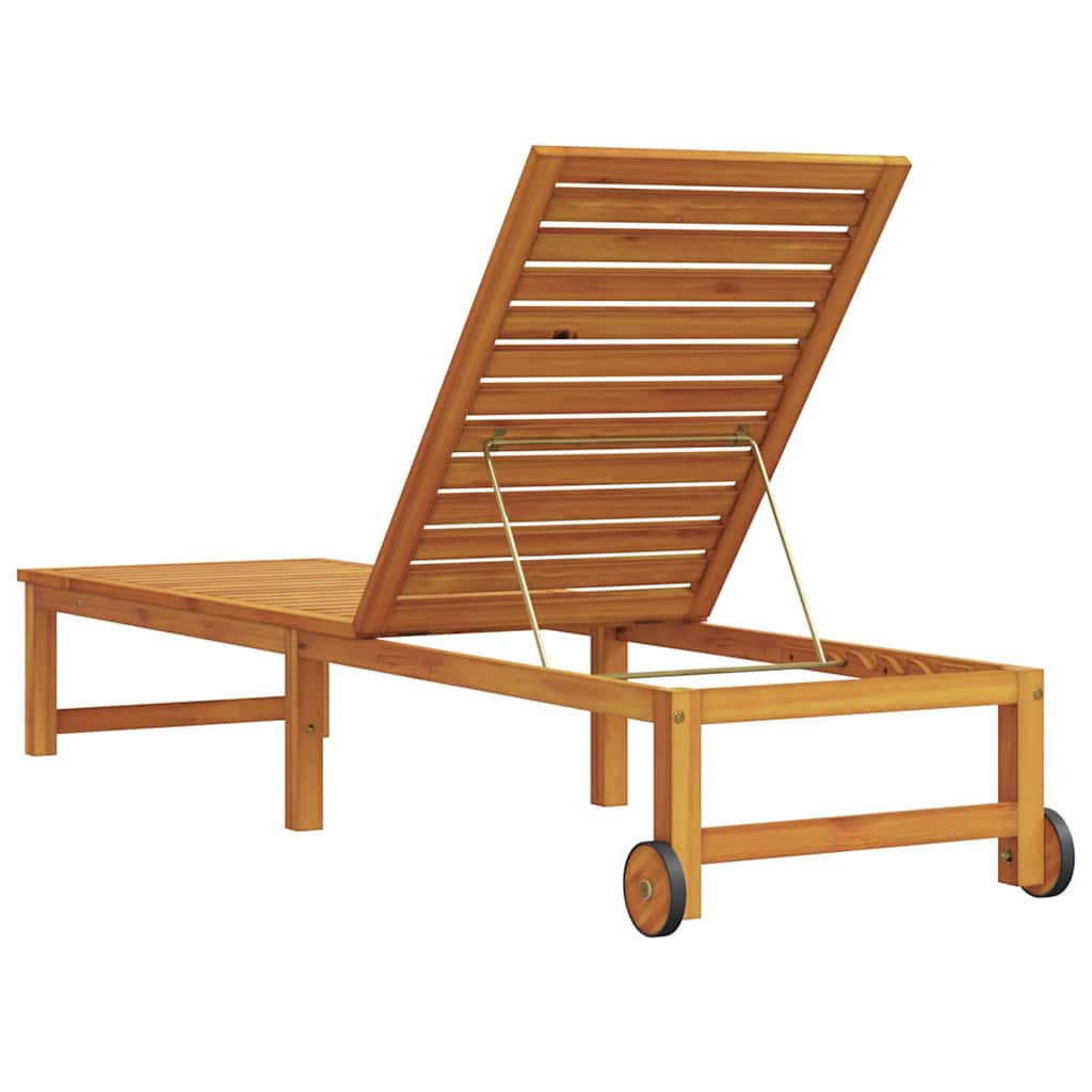 Sun Lounger Reclining Brown 202 x 53 x 89 cm Solid Acacia Wood