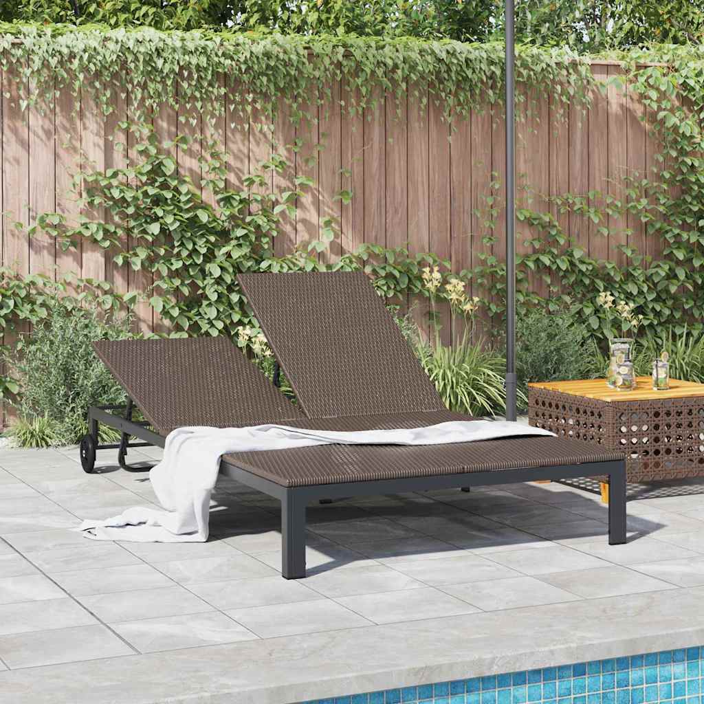 Sunbed Poly Rattan Brown