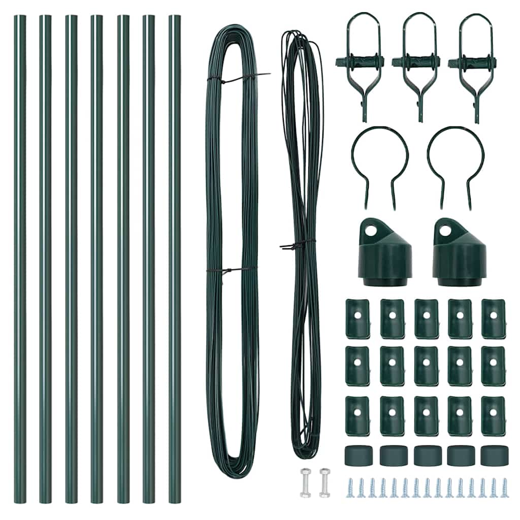 Fence Posts Manual 7 pcs Green Ø32mm 100 cm Galvanised steel