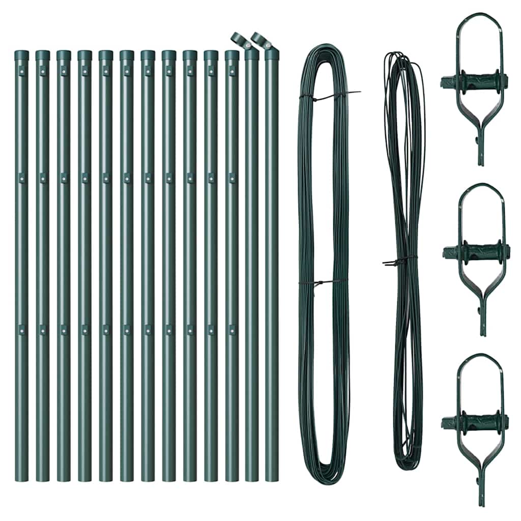 Fence Posts Manual 13 pcs Green Ø32mm 100 cm Galvanised steel