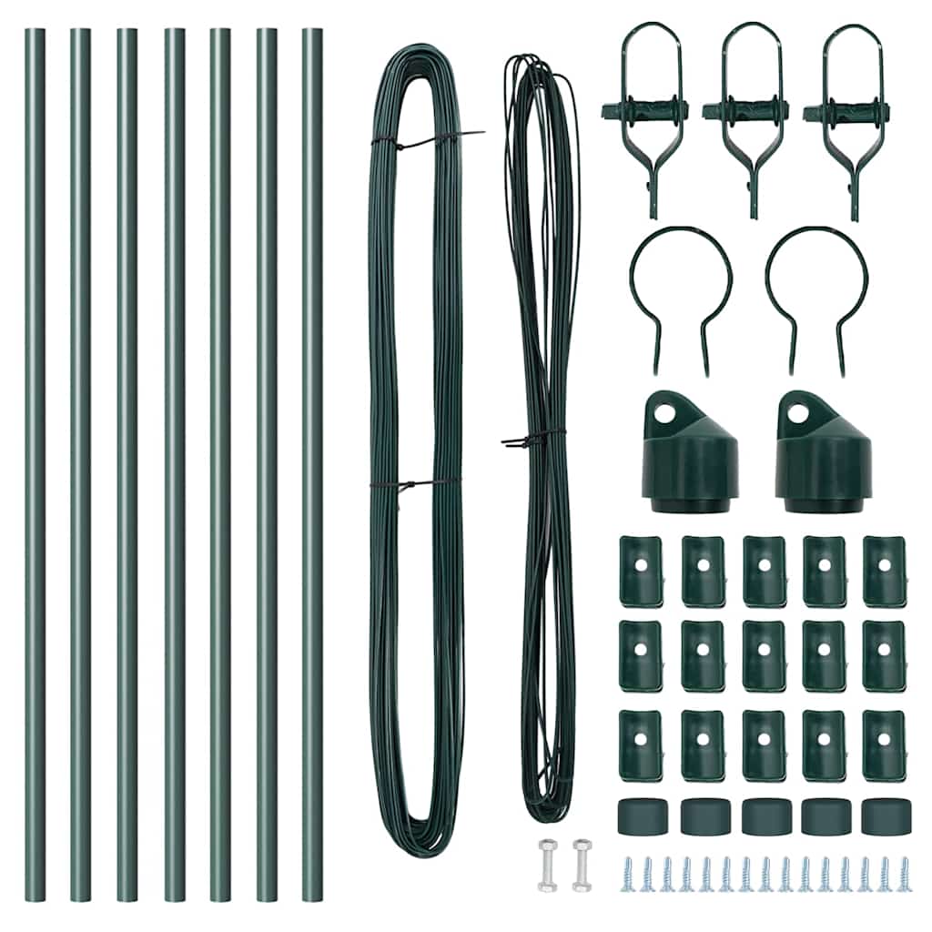 Fence Posts Manual 7 pcs Green Ø32mm 120 cm Galvanised steel