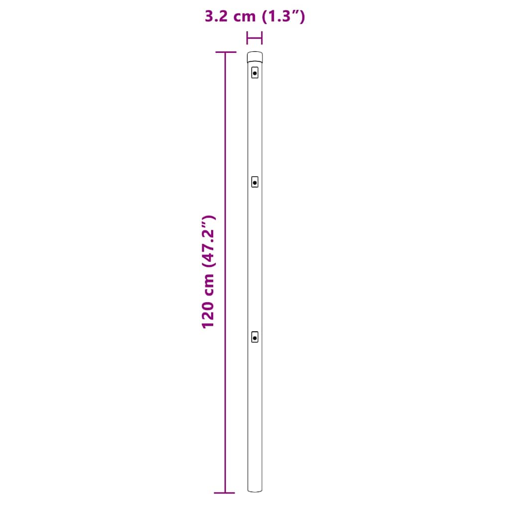 Fence Posts Manual 7 pcs Green Ø32mm 120 cm Galvanised steel
