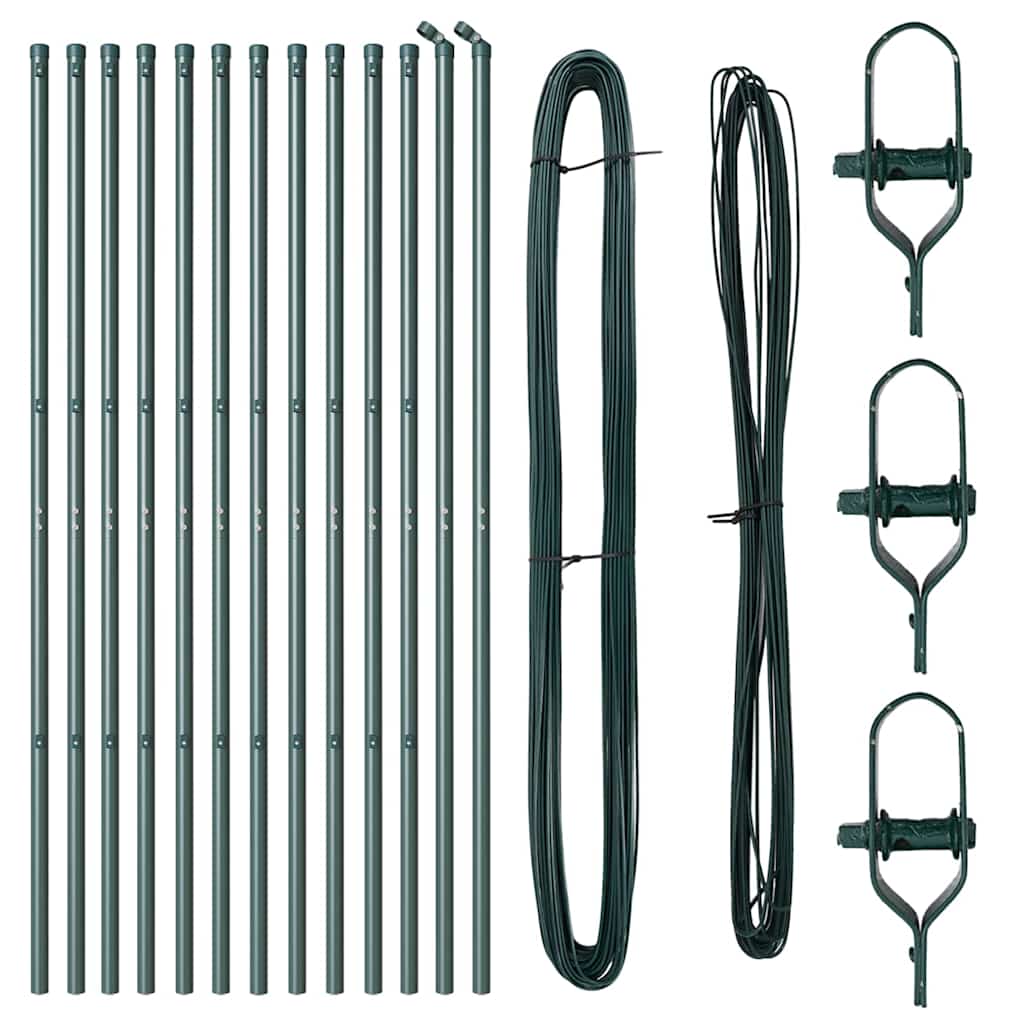 Fence Posts Manual 13 pcs Green Ø32mm 190 cm Galvanised steel