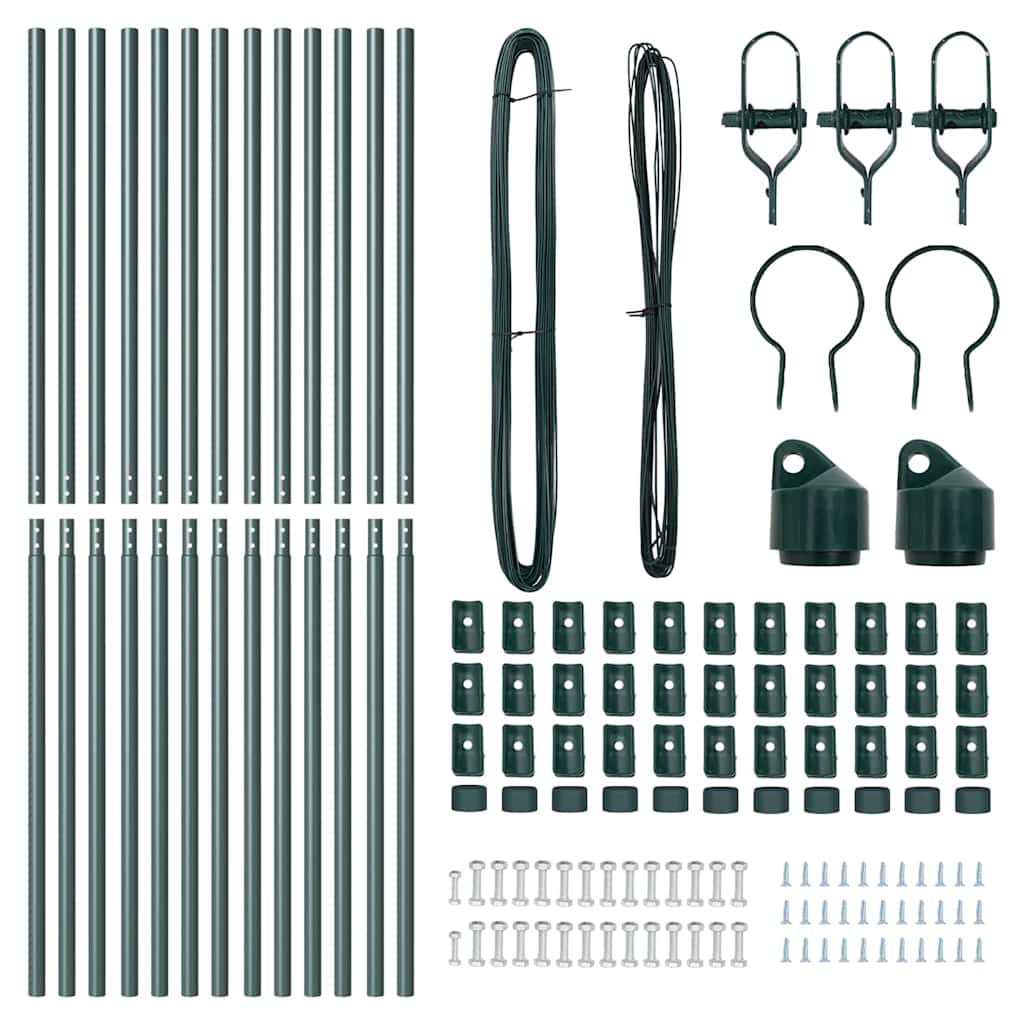 Fence Posts Manual 13 pcs Green Ø32mm 190 cm Galvanised steel