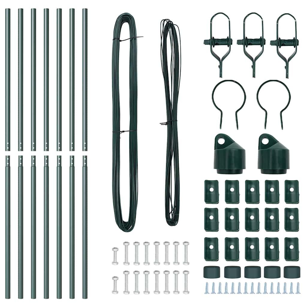 Fence Posts Manual 7 pcs Green Ø32mm 200 cm Galvanised steel