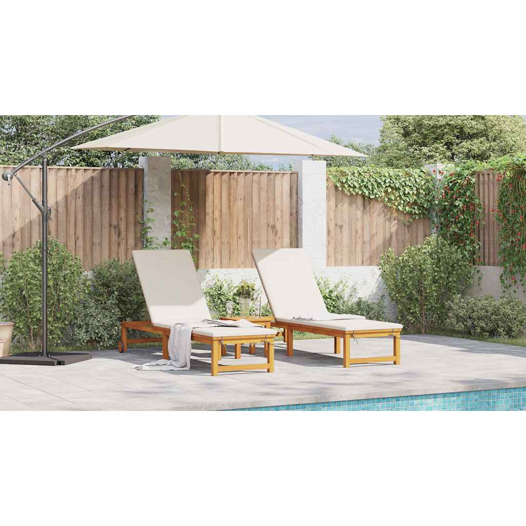 Sun Lounger 2 pcs Brown 202 x 53 x 89 cm Solid Acacia Wood