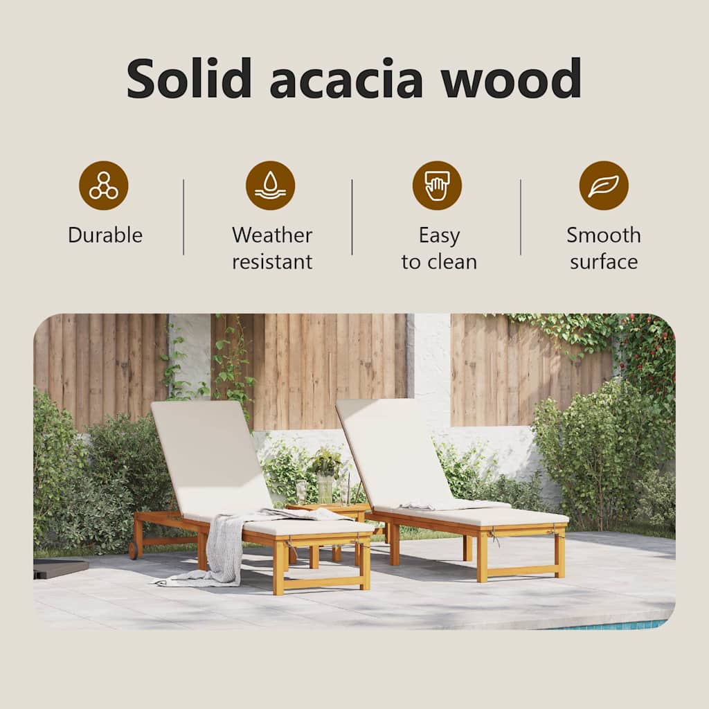 Sun Lounger Reclining 3 pcs Brown Solid Acacia Wood
