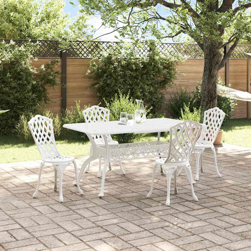 Garden Dining Set 5 pcs White Aluminium