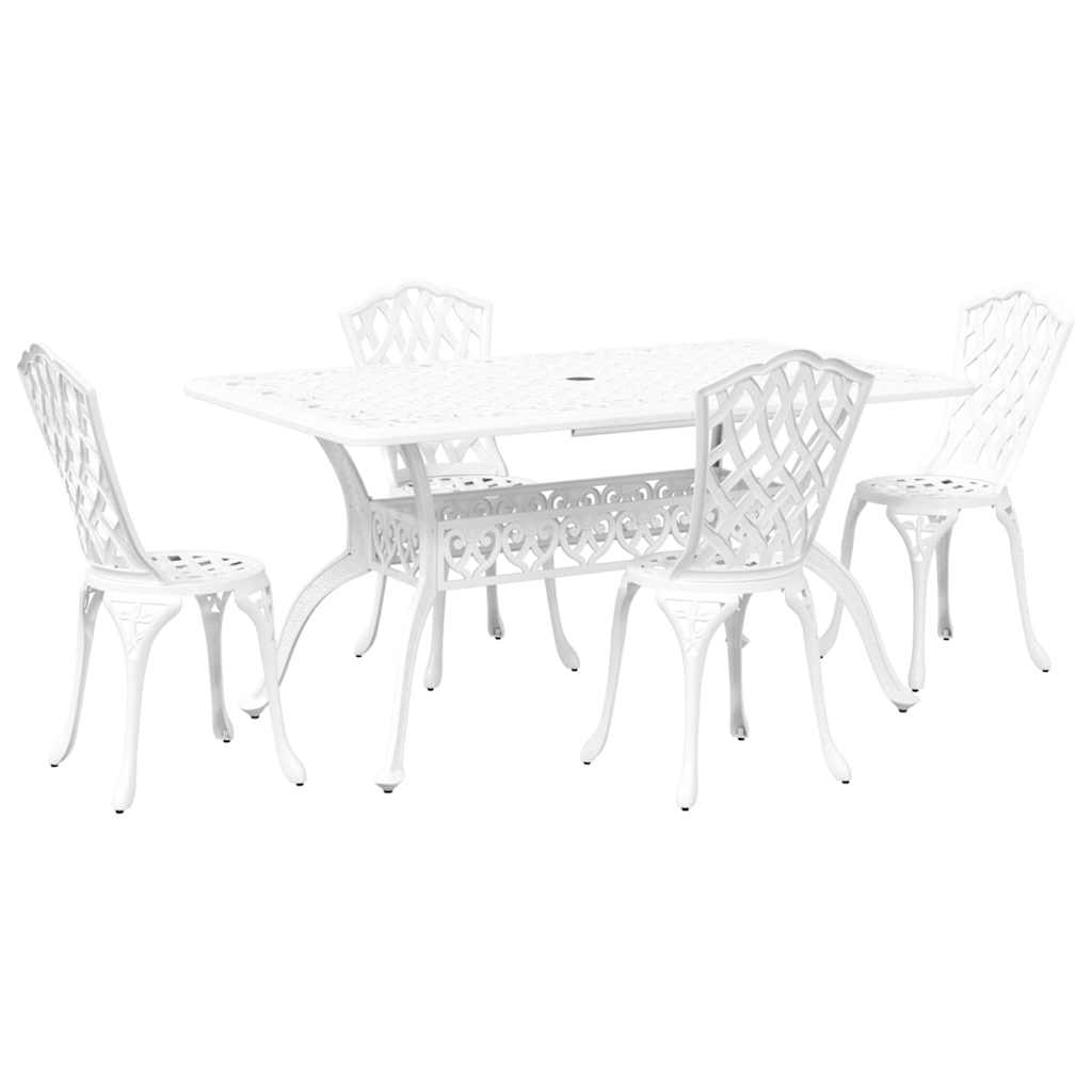 Garden Dining Set 5 pcs White Aluminium