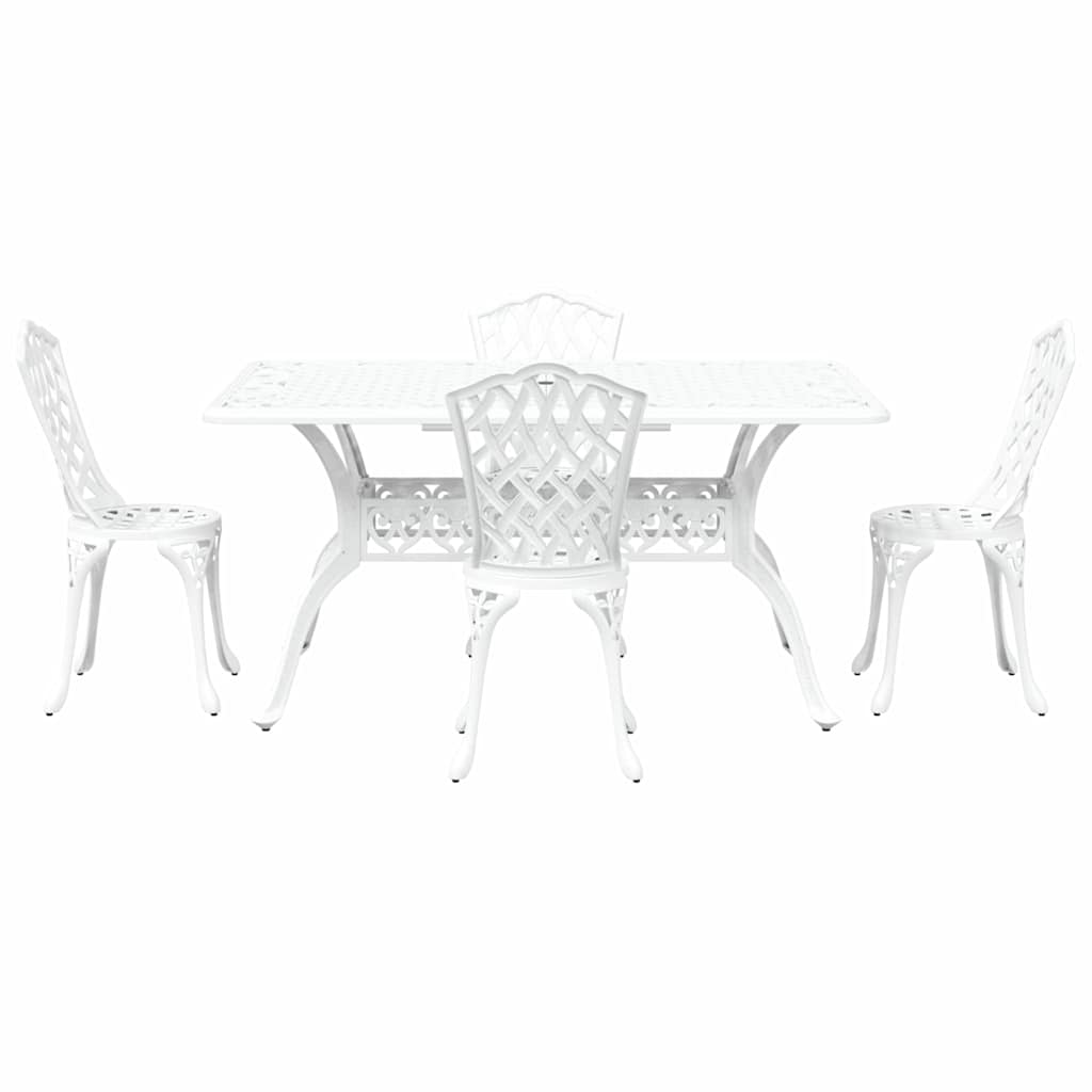 Garden Dining Set 5 pcs White Aluminium