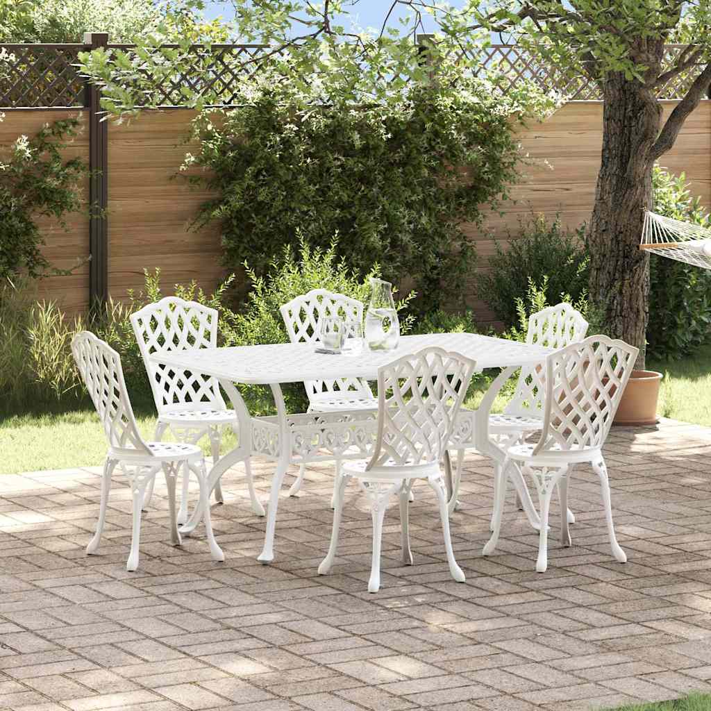 Garden Dining Set 7 pcs White Aluminium