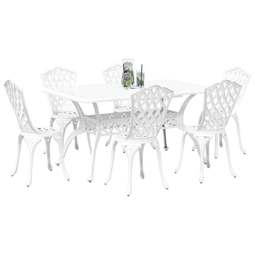 Garden Dining Set 7 pcs White Aluminium
