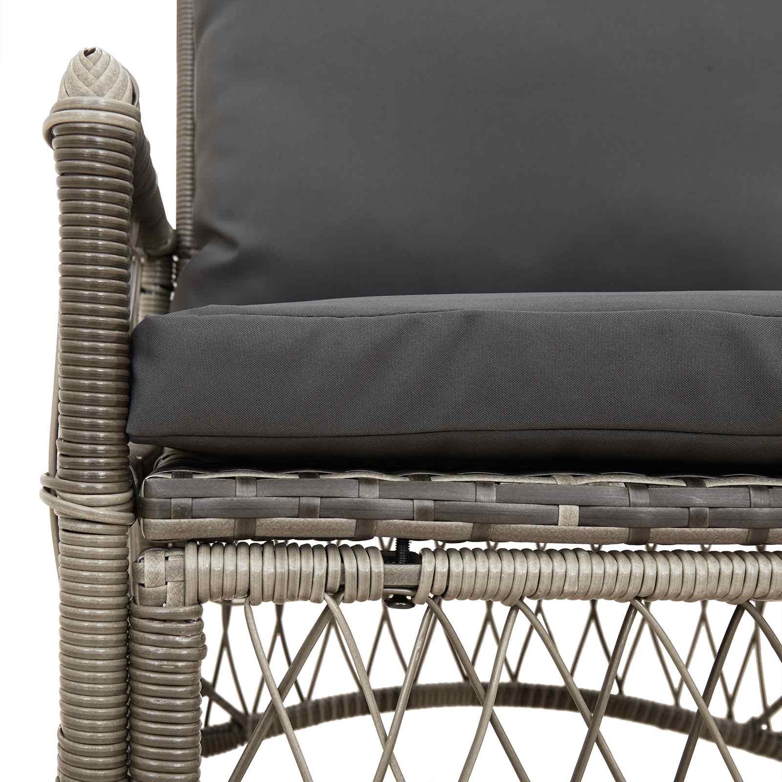 Garden Chair with Cushion Grey 73 x 61 x 77 cm Poly Rattan