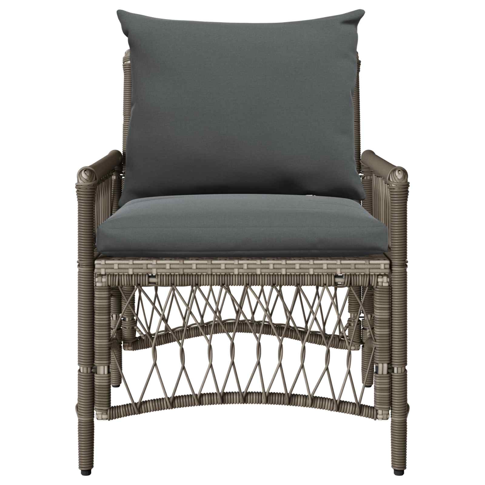 Garden Chair with Cushion Grey 73 x 61 x 77 cm Poly Rattan