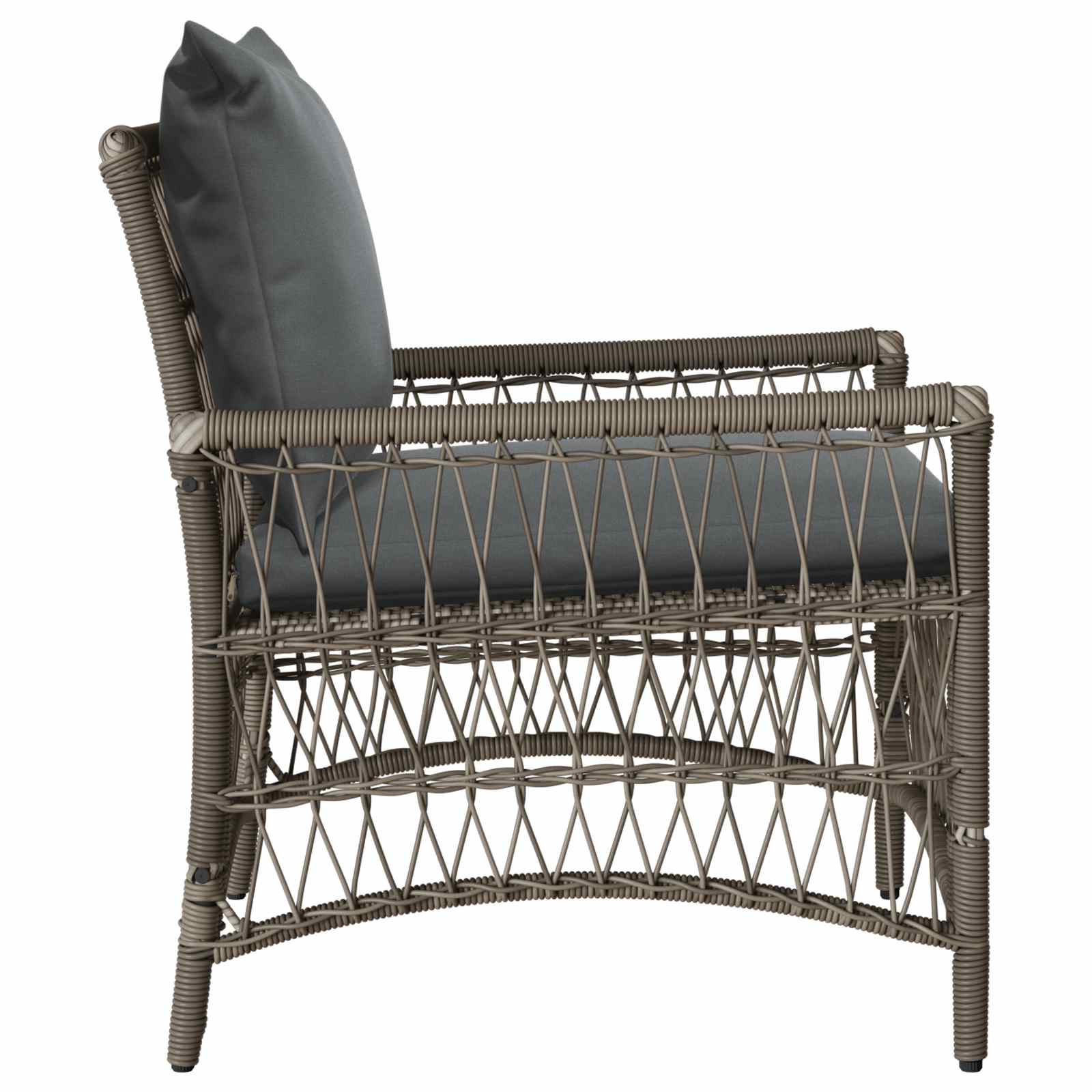 Garden Chair with Cushion Grey 73 x 61 x 77 cm Poly Rattan