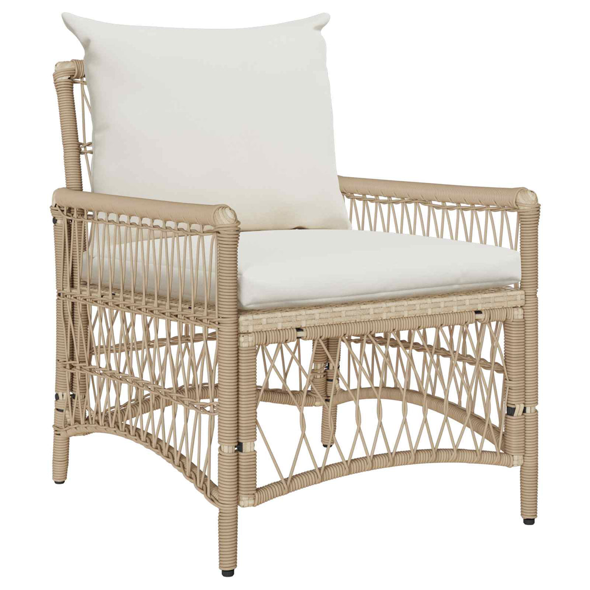 Garden Chair with Cushion Beige 73 x 61 x 77 cm Poly Rattan