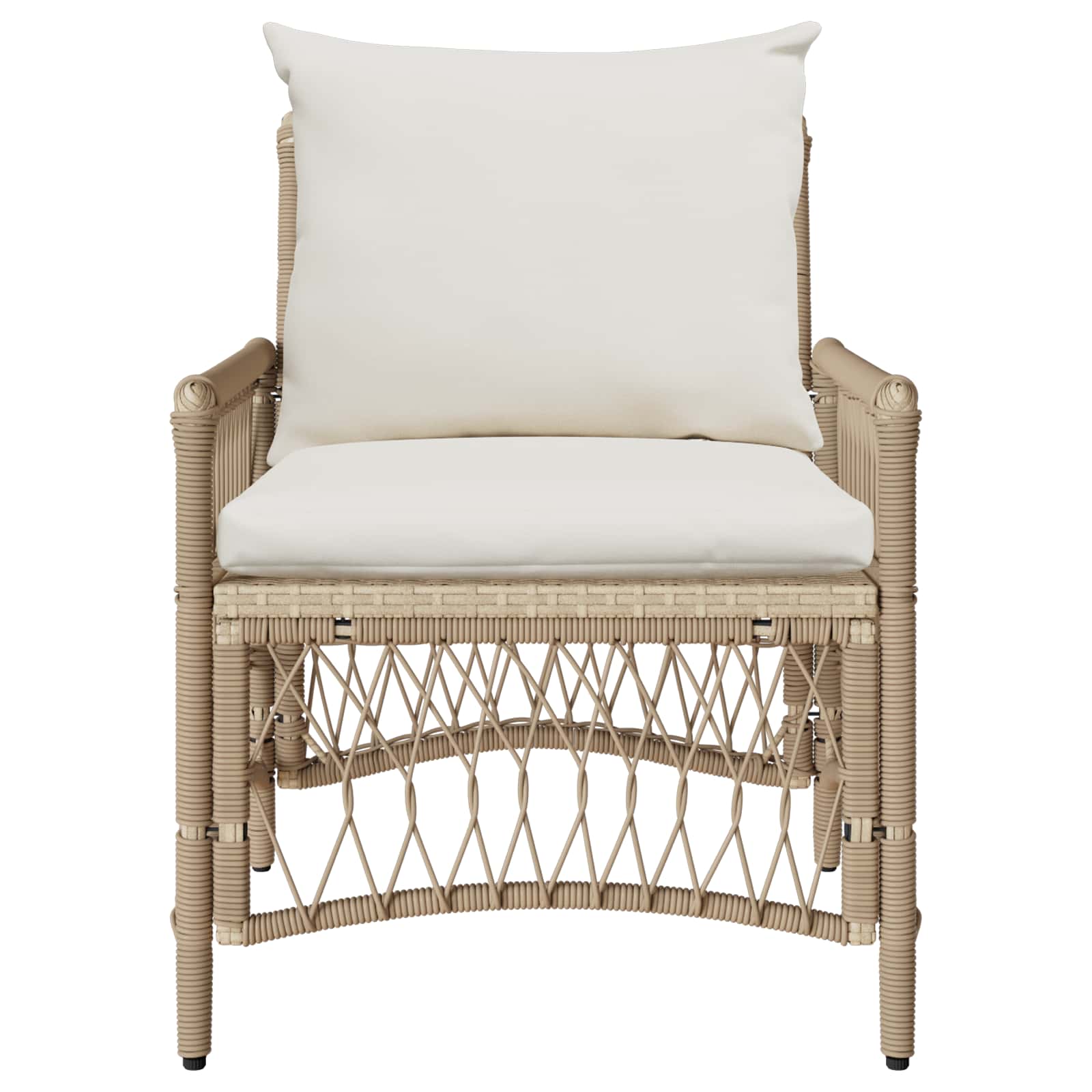 Garden Chair with Cushion Beige 73 x 61 x 77 cm Poly Rattan