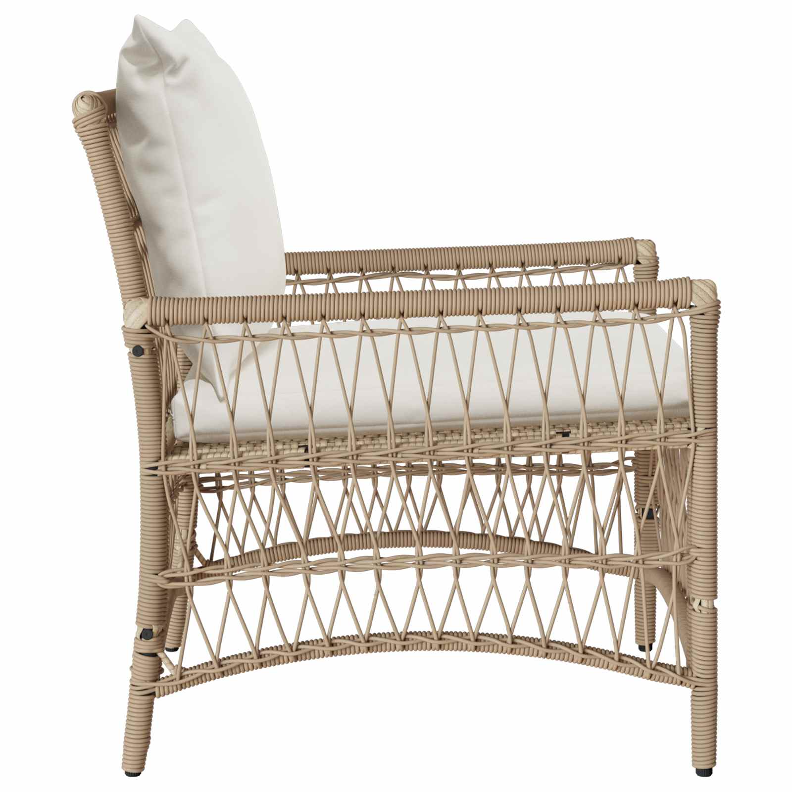 Garden Chair with Cushion Beige 73 x 61 x 77 cm Poly Rattan