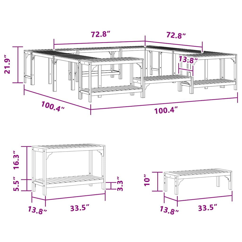 Hot Tub Surround Brown 255 x 255 x 55,5 cm Solid Acacia Wood