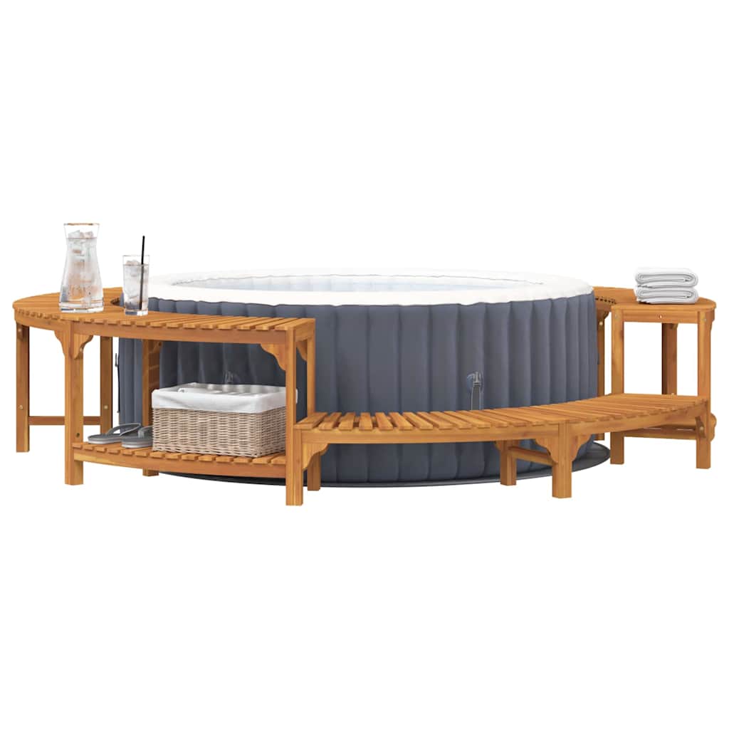 Hot Tub Surround Brown Ø255 x 55,5 cm Solid Acacia Wood